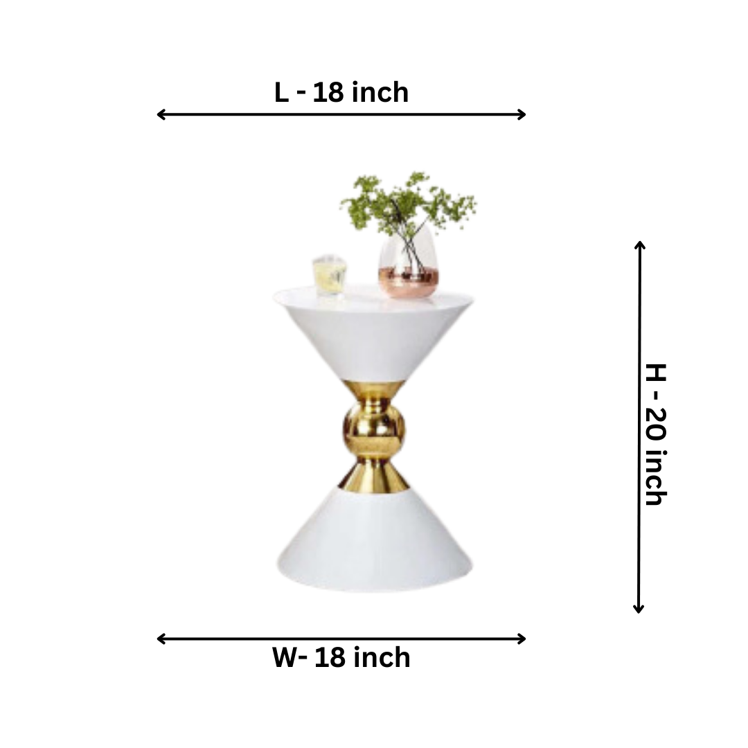 Golden Funnel White Side Table