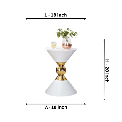 Golden Funnel White Side Table