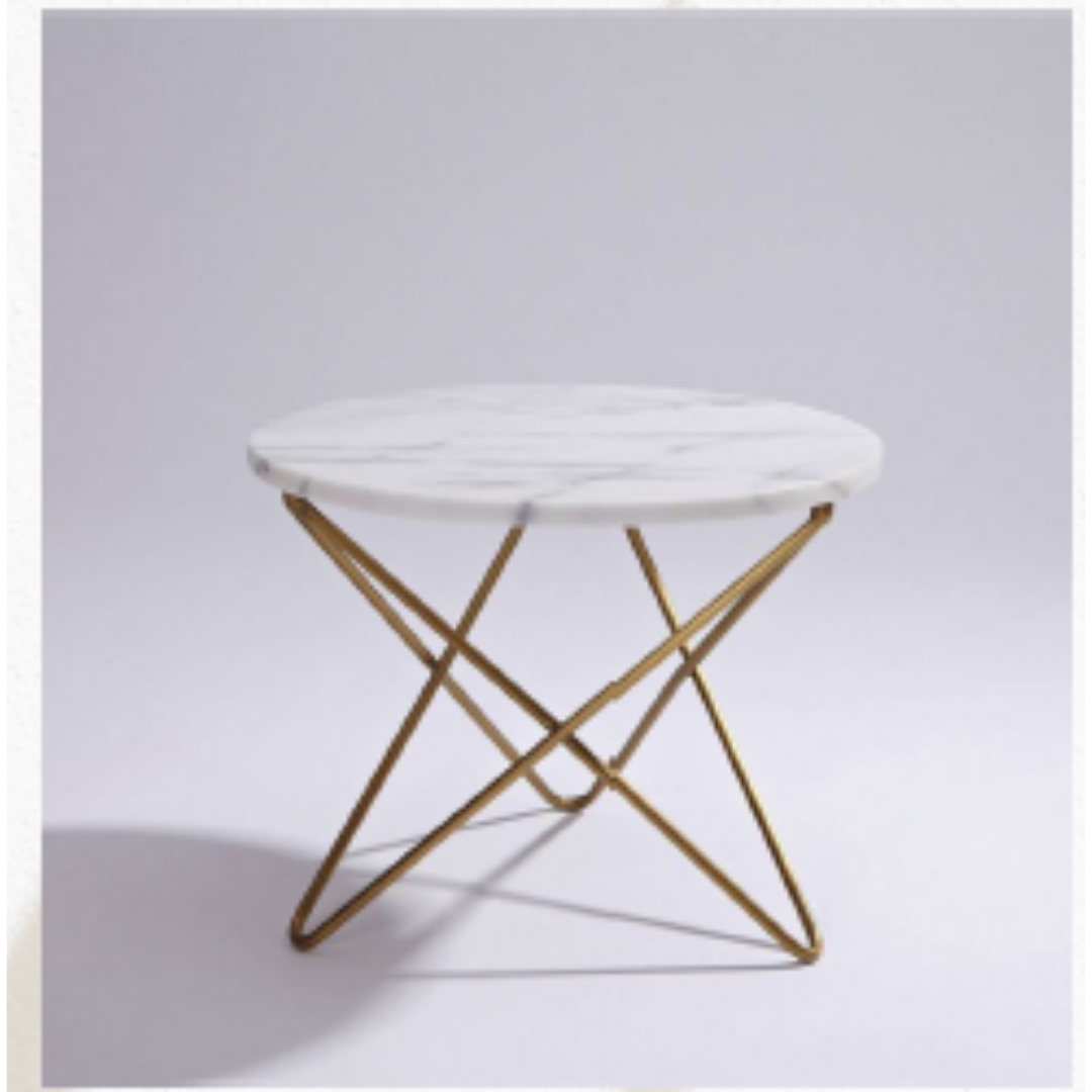 RounDecoffee Table With White Marble Top