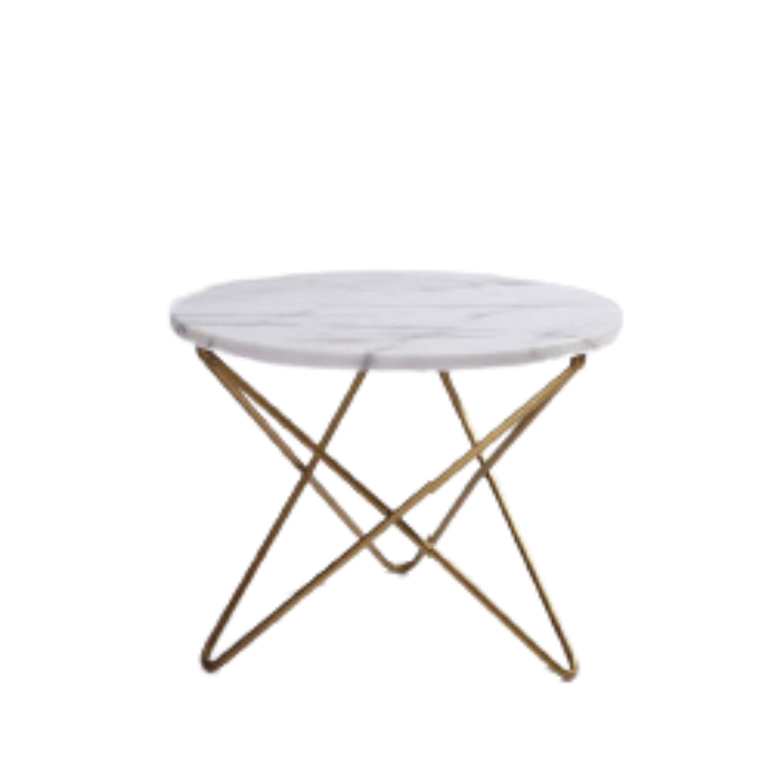 RounDecoffee Table With White Marble Top