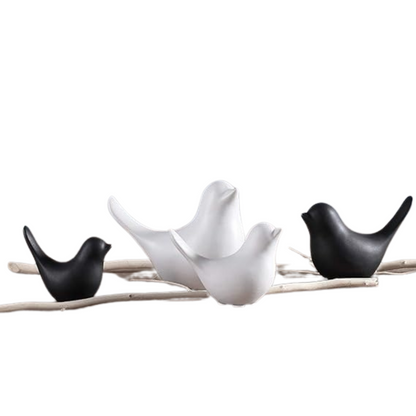 Black & White  Birds Pair (Set Of 4)