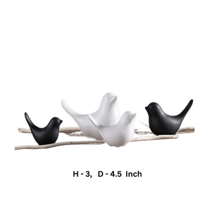 Black & White  Birds Pair (Set Of 4)