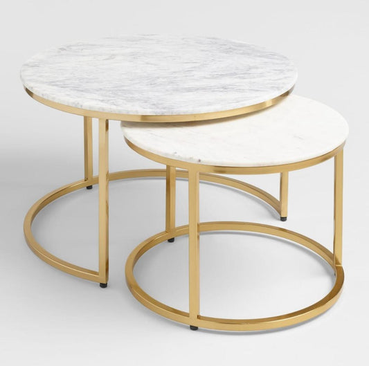 Paired Marble Top Coffee Table