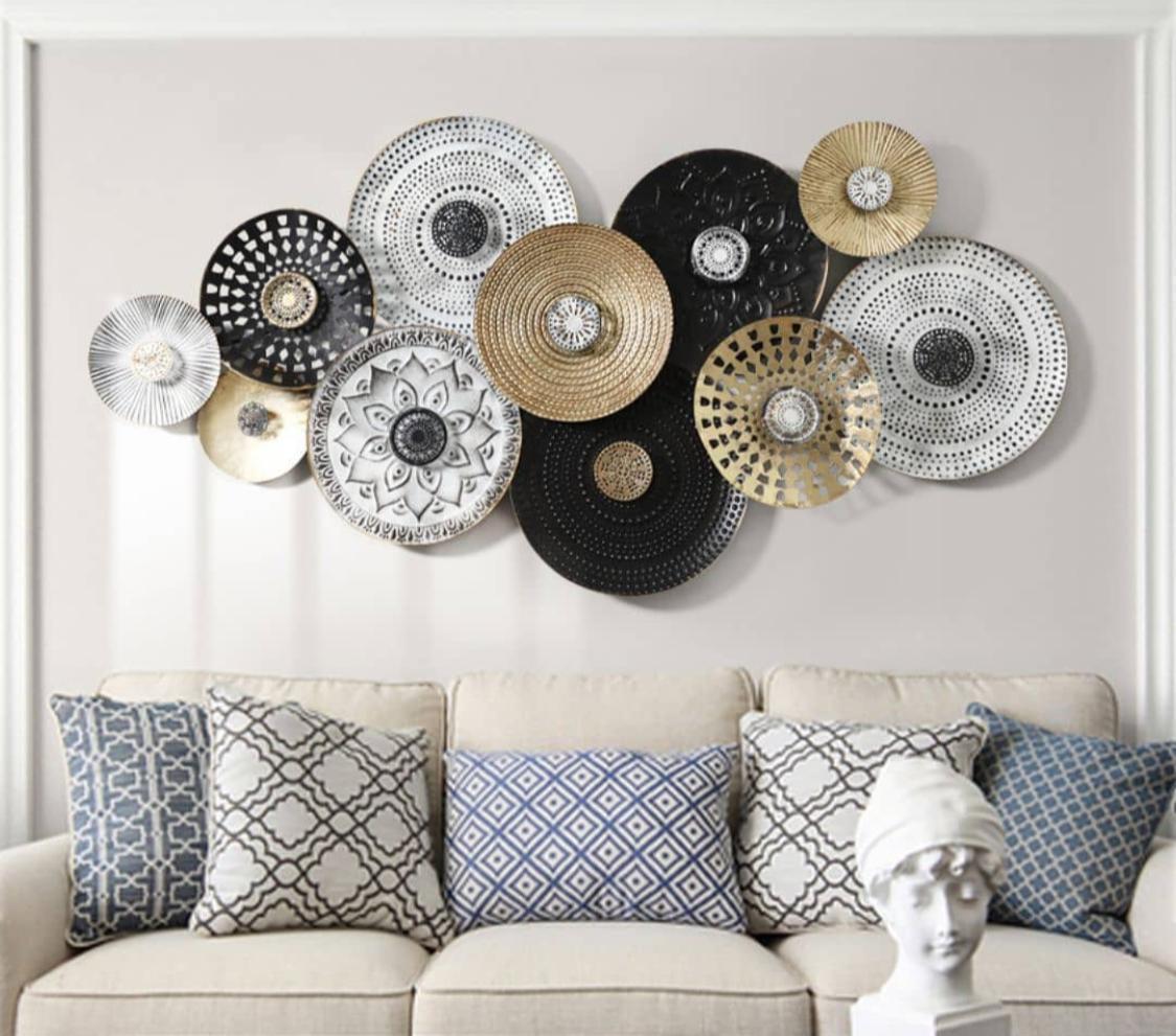 Gold- Black And White Metal Wall Art